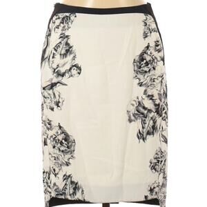 It Michaa Black & White Floral Silk Pencil Skirt Womens 2 Quiet Luxury Modest